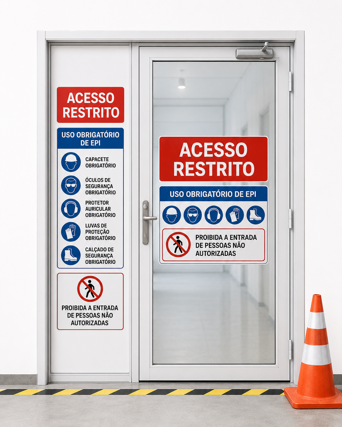 Adesivos e sinalização aplicada
