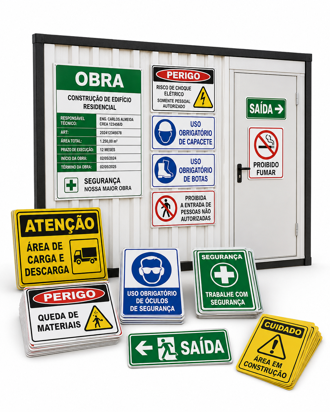 Placas em PVC para sinalização de obra
